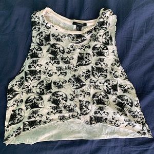 Cat print muscle tee - S